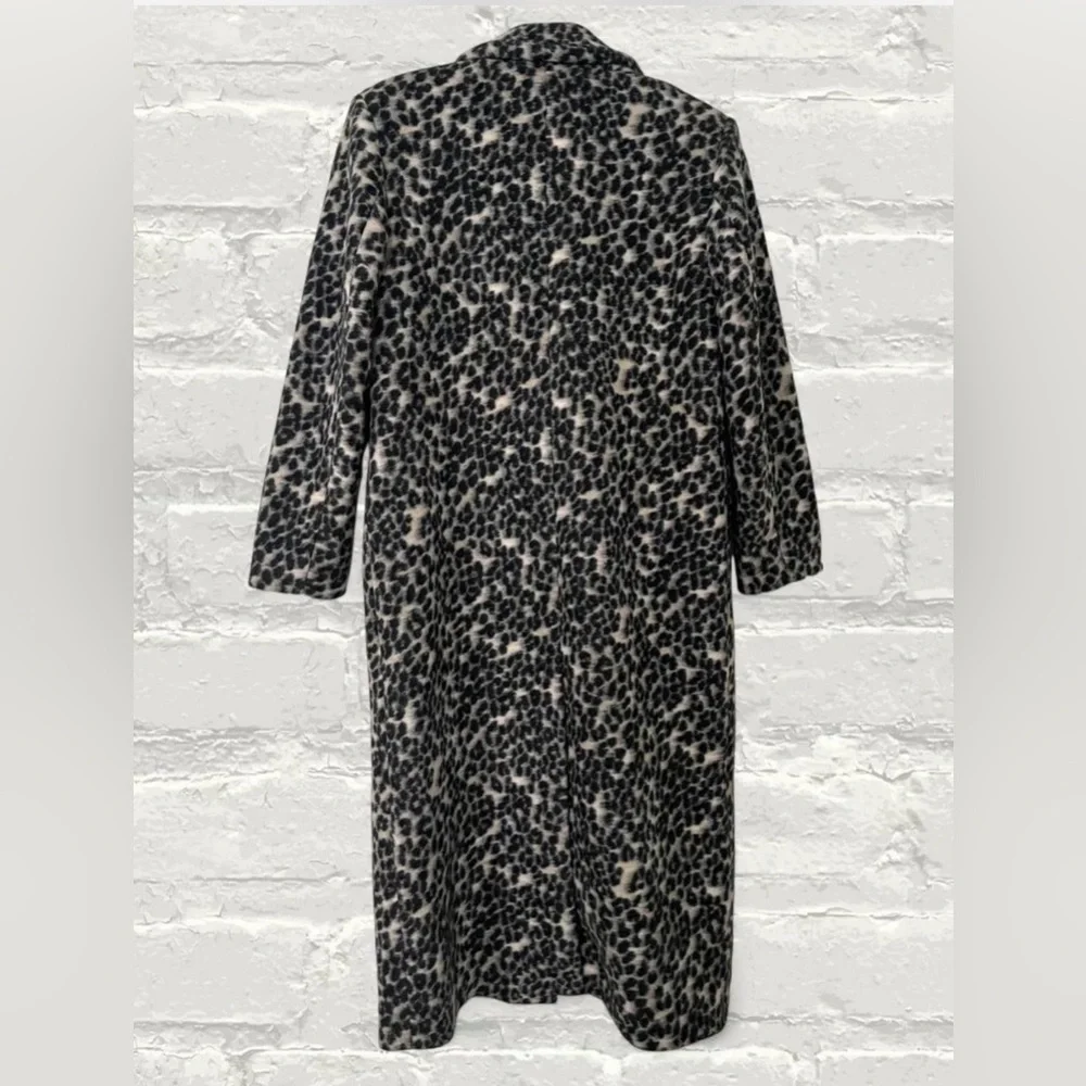 H&M Dark Gray/Leopard Print Single-Breasted Coat - Picture 3 of 3
